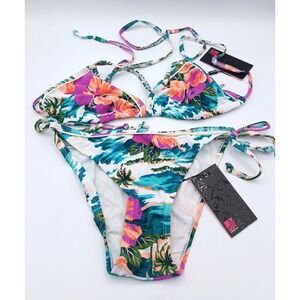 Quintsoul Pink Label 2 Piece Bikini Set Halter Adjustable Bottom SMALL Beach